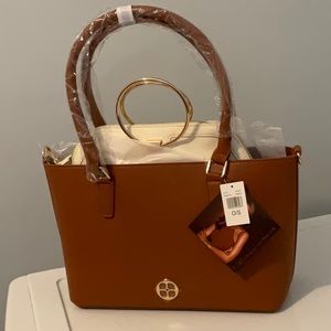 IMAN Global Chic 2-in-1 Tote/Crossbody-Saddle/Winterwhite-NWT